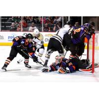 Lehigh Valley Phantoms Defend their Net against the Wilkes-Barre/Scranton Penguins