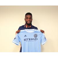 New York City FC Attacker Steven Mendoza Shows his Jersey