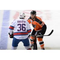 Patrick Kaleta of the Rochester Americans vs. Lehigh Valley Phantoms LW Tyrell Goulbourne