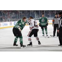 Chicago Wolves RW Jacob Doty vs. Mike Liambas of the Rockford IceHogs