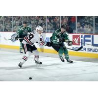 Chicago Wolves RW Jordan Caron Eyes the Puck vs. the Rockford IceHogs