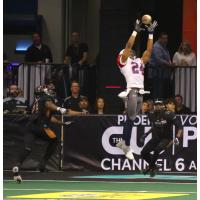 Daniel Lindsey of the Sioux Falls Storm leaps to make a catch against the Arizona Rattlers