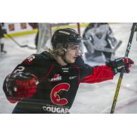 Craig Armstrong reacts after a goal for the Prince George Cougars vs. the Vancouver Giants