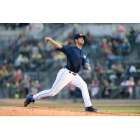 Tylor MeGill pitching for the Columbia Fireflies in 2019