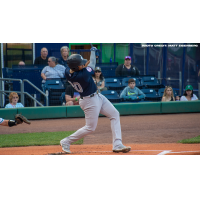 Dermis Garcia takes a big swing for the Somerset Patriots