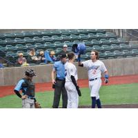 Tyler Hollow of the Green Bay Booyah comes in to score following his home run