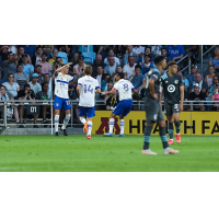 The San Jose Earthquakes celebrate Benji Kikanovic's first career goal