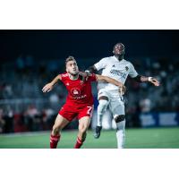 Phoenix Rising FC midfielder Santi Moar (left) vs. LA Galaxy II