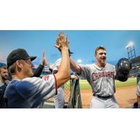 Hickory Crawdads exchange high fives