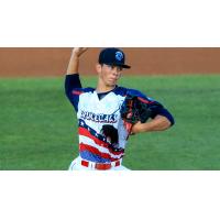 Kevin Gowdy pitching for the BruceClaws