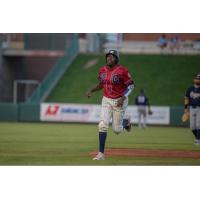 Kansas City Monarchs DH Gabby Guerrero rounds the bases after his home run in the third inning against Kane County