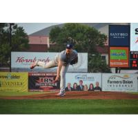 Nick Travieso of the Kansas City Monarchs delivers a pitch against the Fargo-Moorhead RedHawks