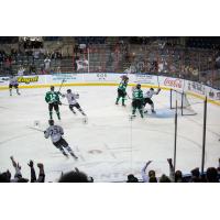 Rapid City Rush react after a goal against the Utah Grizzlies