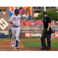 Brandon Lewis of the Tulsa Drillers trots home