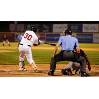 Tri-City ValleyCats infielder Juan Santana takes a swing