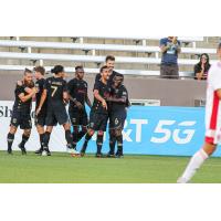 Birmingham Legion FC midfielder Bruno Lapa celebrates a goal