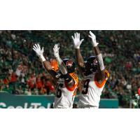 B.C. Lions receivers Jevon Cottoy and Dominique Rhymes