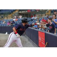 Rome Braves player greeting a afn