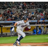 Somerset Patriots' Anthony Volpe Running to First Base