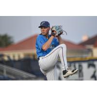 Patrick Monteverde of the Pensacola Blue Wahoos in action