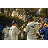 Pensacola Blue Wahoos' Sean Reynolds celebrates win