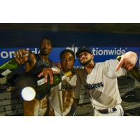 Pensacola Blue Wahoos celebrating victorious night