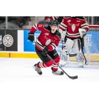 Defender Blake Gustafson with the Red Deer Rebels