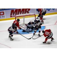 Saginaw Spirit goaltender Tristan Lennox faces the Niagara IceDogs