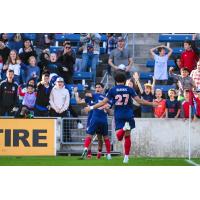 Chicago Fire FC celebrates Alex Monis' goal against the New England Revolution