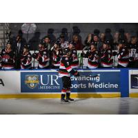 Belleville Senators' Viktor Lodin greets team