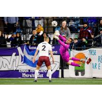 Sacramento Republic FC's Jack Gurr takes on the Colorado Springs Switchbacks FC