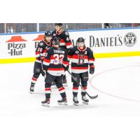 Belleville Senators' Lassi Thomson, Angus Crookshank and Kristians Rubins on game day