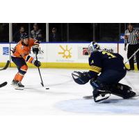 Worcester Railers forward Quin Ryan takes a shot