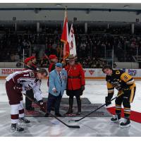 Peterborough Petes' Hudson Wilson and Hamilton Bulldogs' Logan Morrison