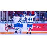 Wichita Thunder celebrates a goal against the Kansas City Mavericks