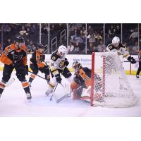 Providence Bruins' Chris Wagner Battles Lehigh Valley Phantoms' Samuel Ersson