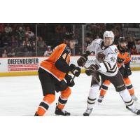 Lehigh Valley Phantoms defenseman Egor Zamula (left)