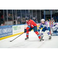 Springfield Thunderbirds' Logan Brown And Syracuse Crunch's Alex Barre-Boulet In Action