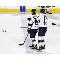 Worcester Railers' Bobby Butler and Blade Jenkins on the ice