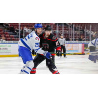 Wichita Thunder forward Sam Sternschein (left) vs. the Rapid City Rush