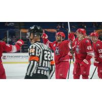 Allen Americans forward Mikael Robidoux celebrates a goal