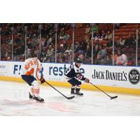 Greenville Swamp Rabbits' John Parker-Jones and South Carolina Stingrays' Dean Loukus in action