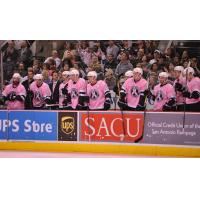 San Antonio Rampage Bench Wearing Pink in the Rink Jerseys