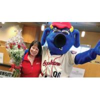 Spokane Indians Mascot OTTO Presents Roses