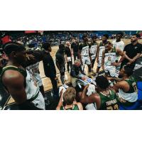 Saskatchewan Rattlers plan their strategy during a timeout